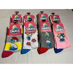 Smurfs/Smurfette Socks 8 pairs Womens Unisex Size US 6-9.5 New Perris Brand